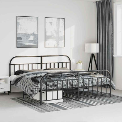 vidaXL Bed Frame | Black | Powder-Coated Steel | Large | Bed Frame | Rectangular