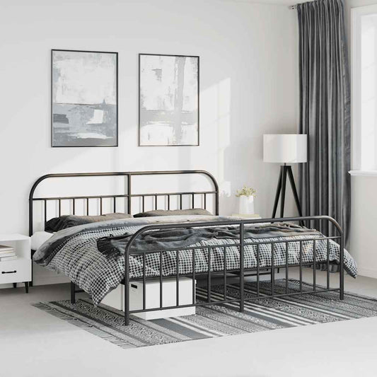 vidaXL Bed Frame | Black | Powder-Coated Steel | Large | Bed Frame | Rectangular