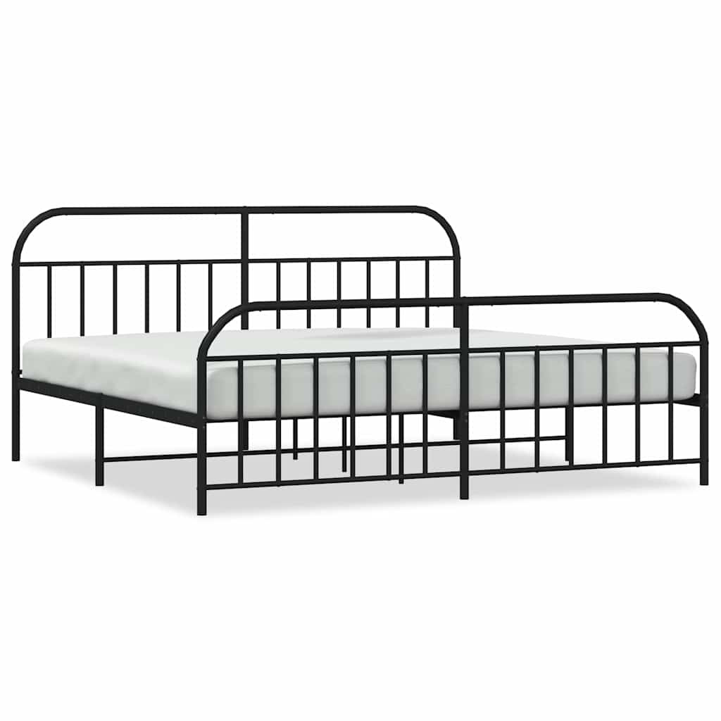 vidaXL Bed Frame | Black | Powder-Coated Steel | Double-sized | Bed Frame