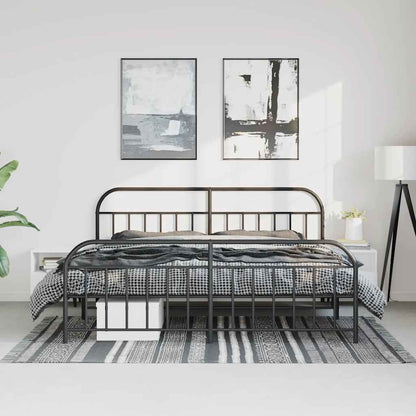 vidaXL Bed Frame | Black | Powder-Coated Steel | Double-sized | Bed Frame