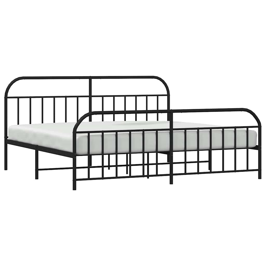 vidaXL Bed Frame | Black | Powder-Coated Steel | Double-sized | Bed Frame