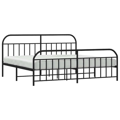 vidaXL Bed Frame | Black | Powder-Coated Steel | Double-sized | Bed Frame