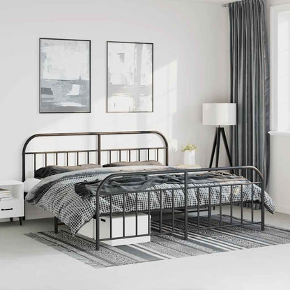 vidaXL Bed Frame | Black | Powder-Coated Steel | Double-sized | Bed Frame
