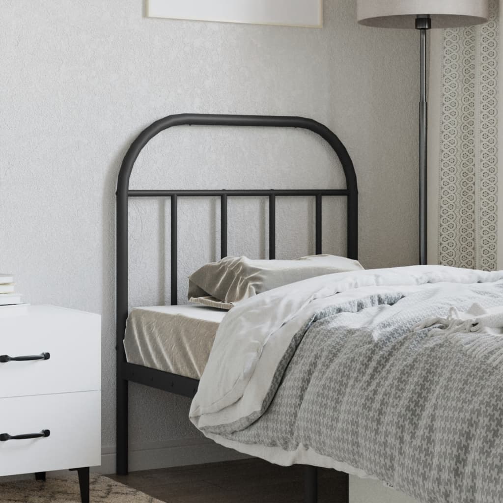 vidaXL Headboard | Black | Steel | 75 cm Width | Durable | Headboard