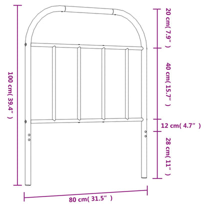 vidaXL Headboard | Black | Steel | 75 cm Width | Durable | Headboard