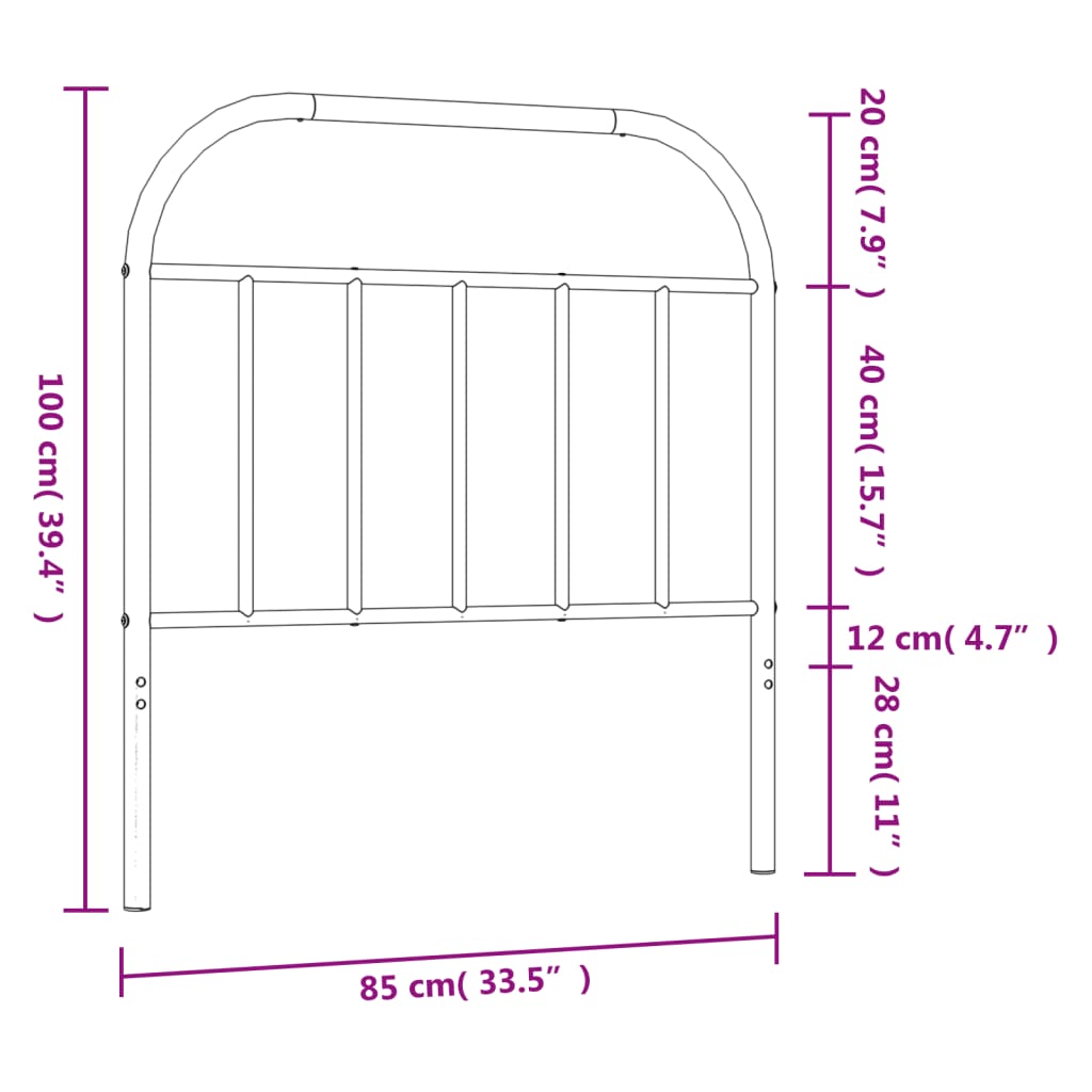 vidaXL Metal Replace Headboard Black 80 cm