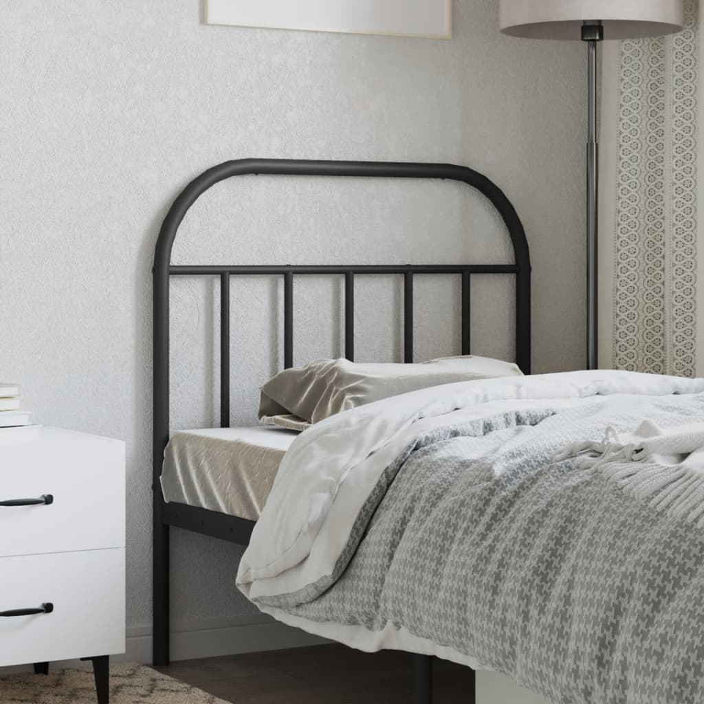 vidaXL Headboard | Black | Steel | Single |  Durable  | Headboard | Rectangular