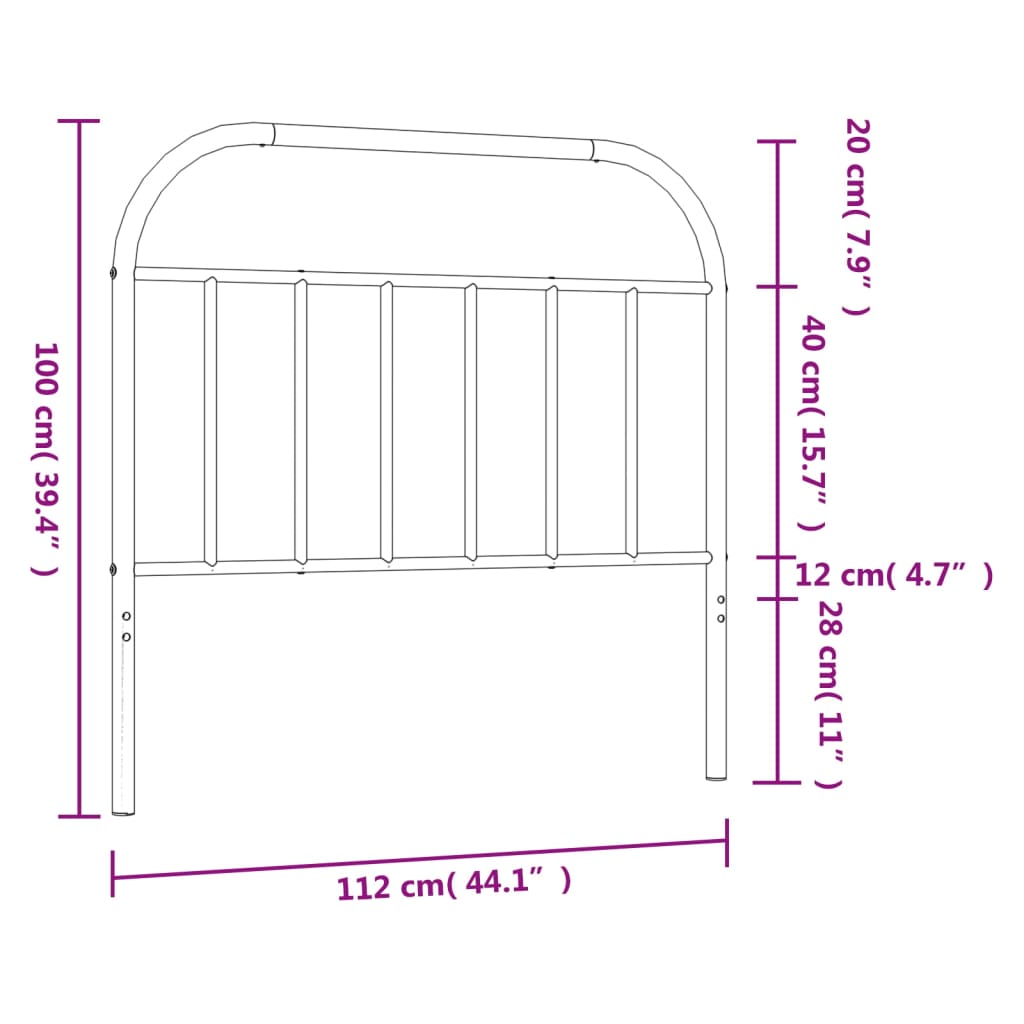 vidaXL Metal Replace Headboard Black 107 cm