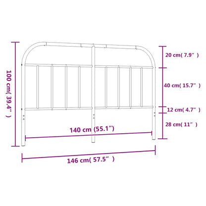 vidaXL Headboard | Black | Steel | 140 cm | Tough | Headboard | Rectangular