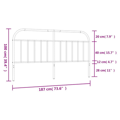 vidaXL Metal Replace Headboard Black 180 cm