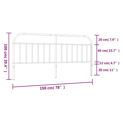 vidaXL Headboard | Black | Steel | 193 cm width | Headboard | Rectangular