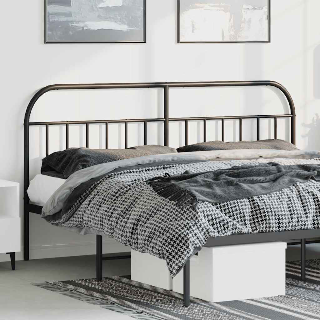 vidaXL Headboard | Black | Steel | 193 cm width | Headboard | Rectangular