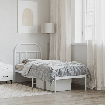 vidaXL Metal Bed Frame without Mattress with Headboard White 75x190cm