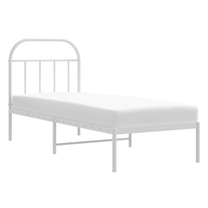 vidaXL Metal Bed Frame without Mattress with Headboard White 75x190cm