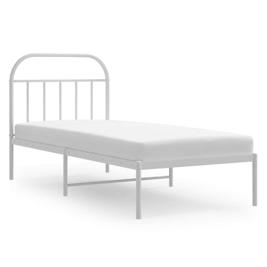 vidaXL Bed Frame | White | Powder-Coated Steel | Single | Bed Frame