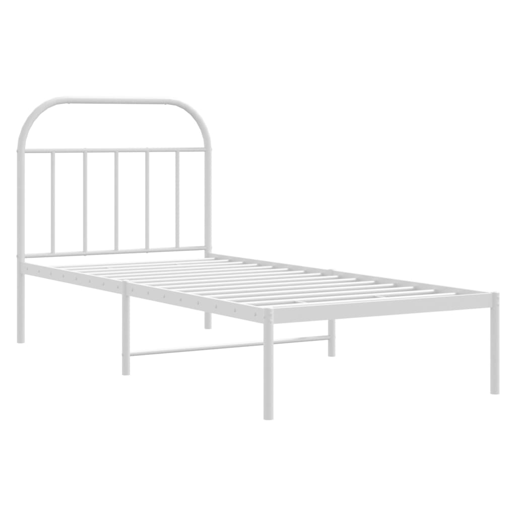 vidaXL Metal Bed Frame without Mattress with Headboard White 90x200cm
