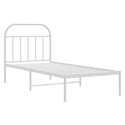 vidaXL Metal Bed Frame without Mattress with Headboard White 90x200cm