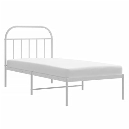 vidaXL Metal Bed Frame without Mattress with Headboard White 90x200cm