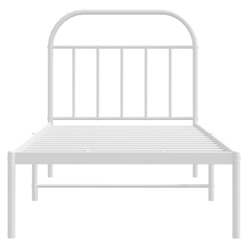vidaXL Metal Bed Frame without Mattress with Headboard White 90x200cm