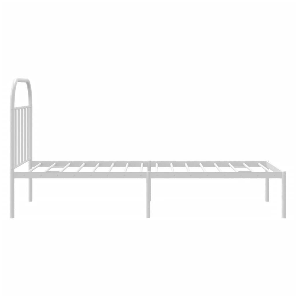 vidaXL Metal Bed Frame without Mattress with Headboard White 90x200cm