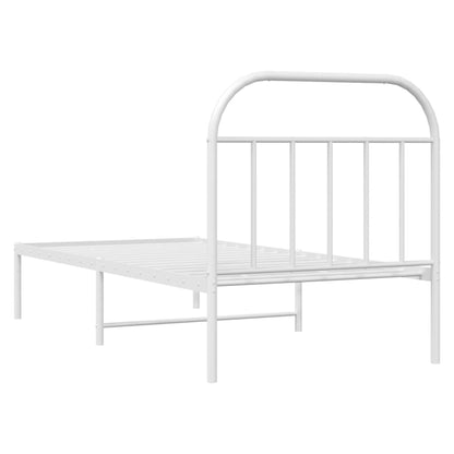 vidaXL Metal Bed Frame without Mattress with Headboard White 90x200cm