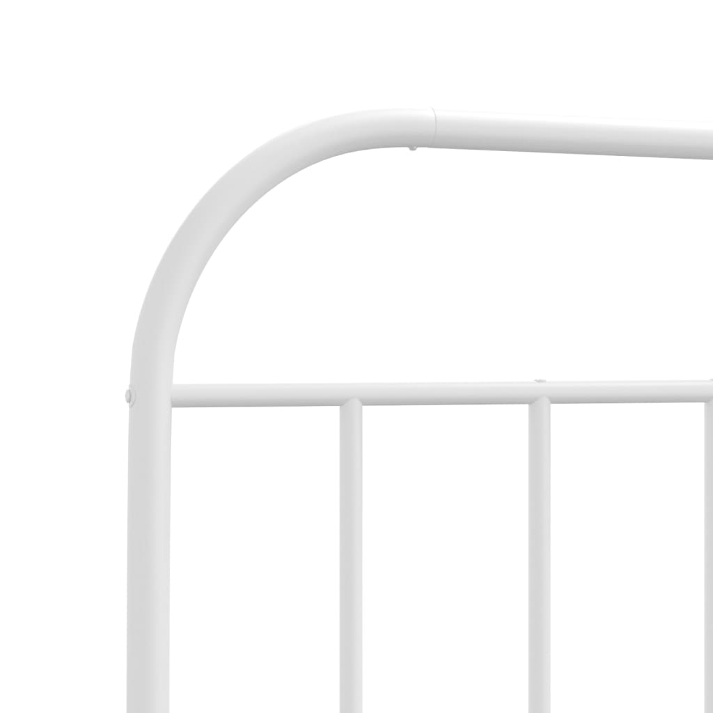 vidaXL Metal Bed Frame without Mattress with Headboard White 90x200cm