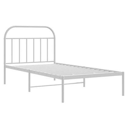vidaXL Bed Frame | White | Powder-Coated Steel | Single |  Sturdy | Bed Frame