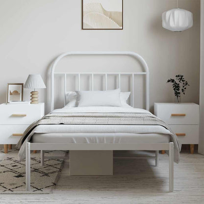 vidaXL Bed Frame | White | Powder-Coated Steel | Single |  Sturdy | Bed Frame