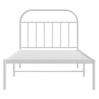 vidaXL Bed Frame | White | Powder-Coated Steel | Single |  Sturdy | Bed Frame