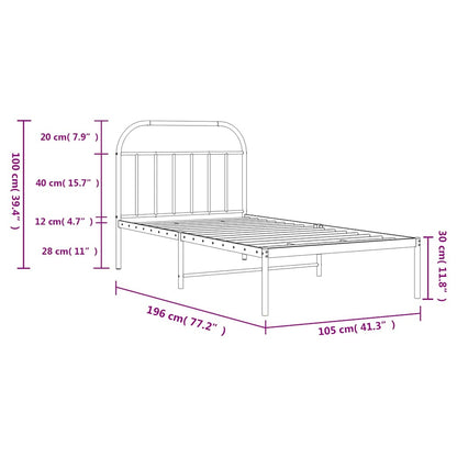 vidaXL Bed Frame | White | Powder-Coated Steel | Single |  Sturdy | Bed Frame