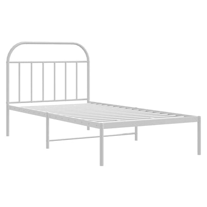 vidaXL Bed Frame | White | Powder-Coated Steel | Single | Bed Frame