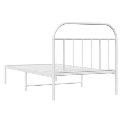vidaXL Bed Frame | White | Powder-Coated Steel | Single | Bed Frame