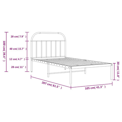 vidaXL Bed Frame | White | Powder-Coated Steel | Single | Bed Frame