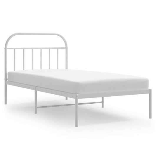 vidaXL Bed Frame | White | Powder-coated steel | Single | Bed Frame