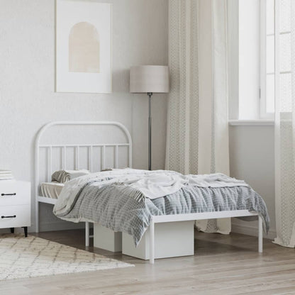 vidaXL Bed Frame | White | Powder-coated steel | Single | Bed Frame
