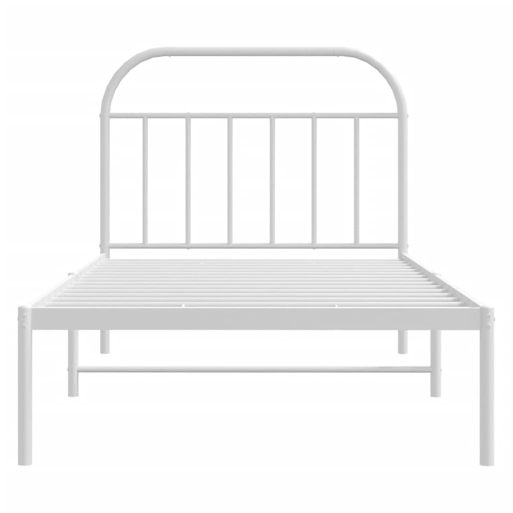 vidaXL Bed Frame | White | Powder-coated steel | Single | Bed Frame