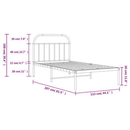 vidaXL Bed Frame | White | Powder-coated steel | Single | Bed Frame