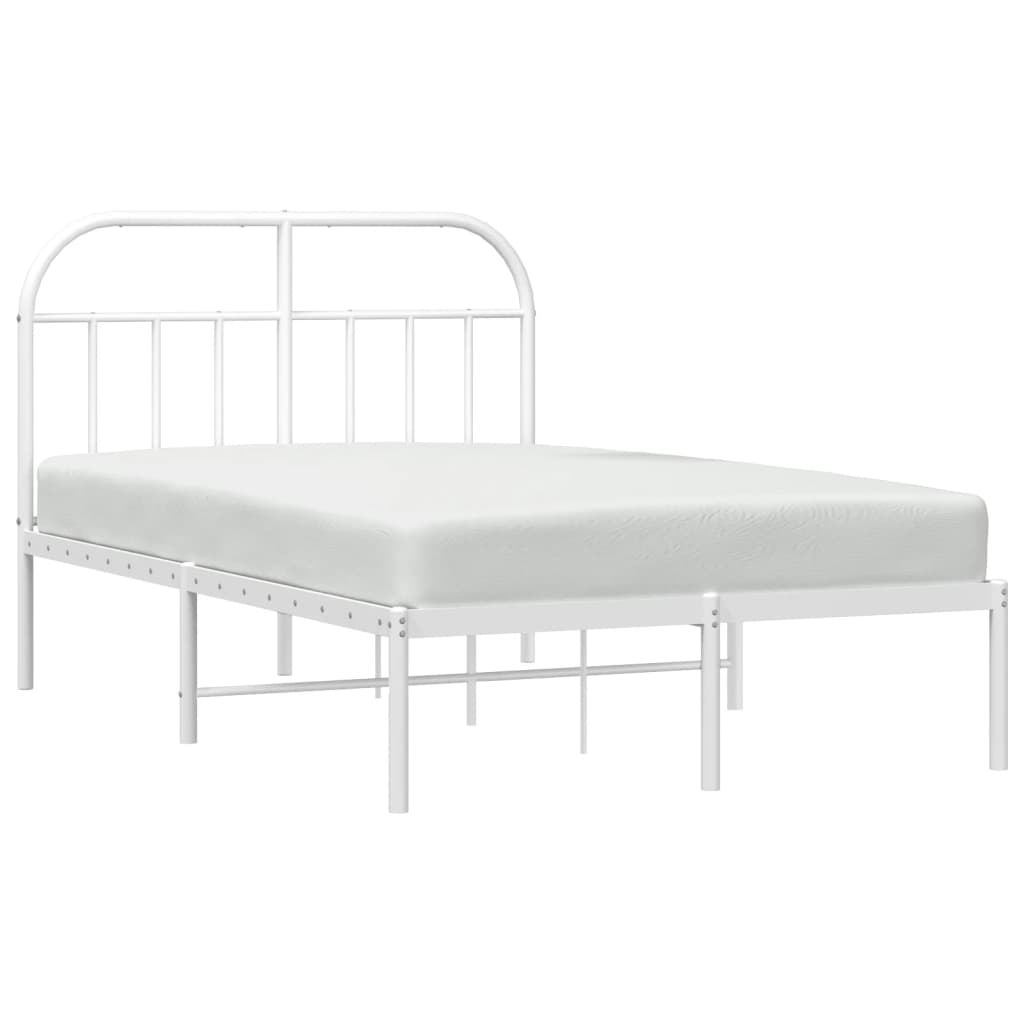 vidaXL Metal Bed Frame without Mattress with Headboard White 120x190cm