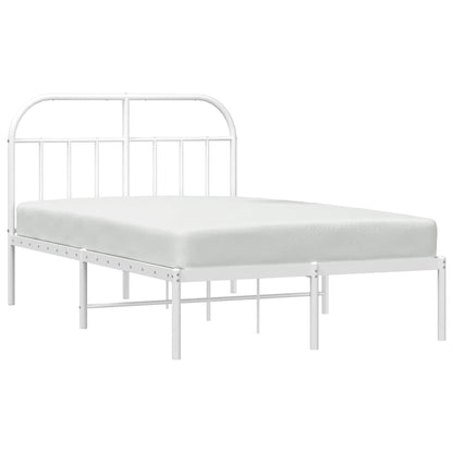 vidaXL Metal Bed Frame without Mattress with Headboard White 120x190cm