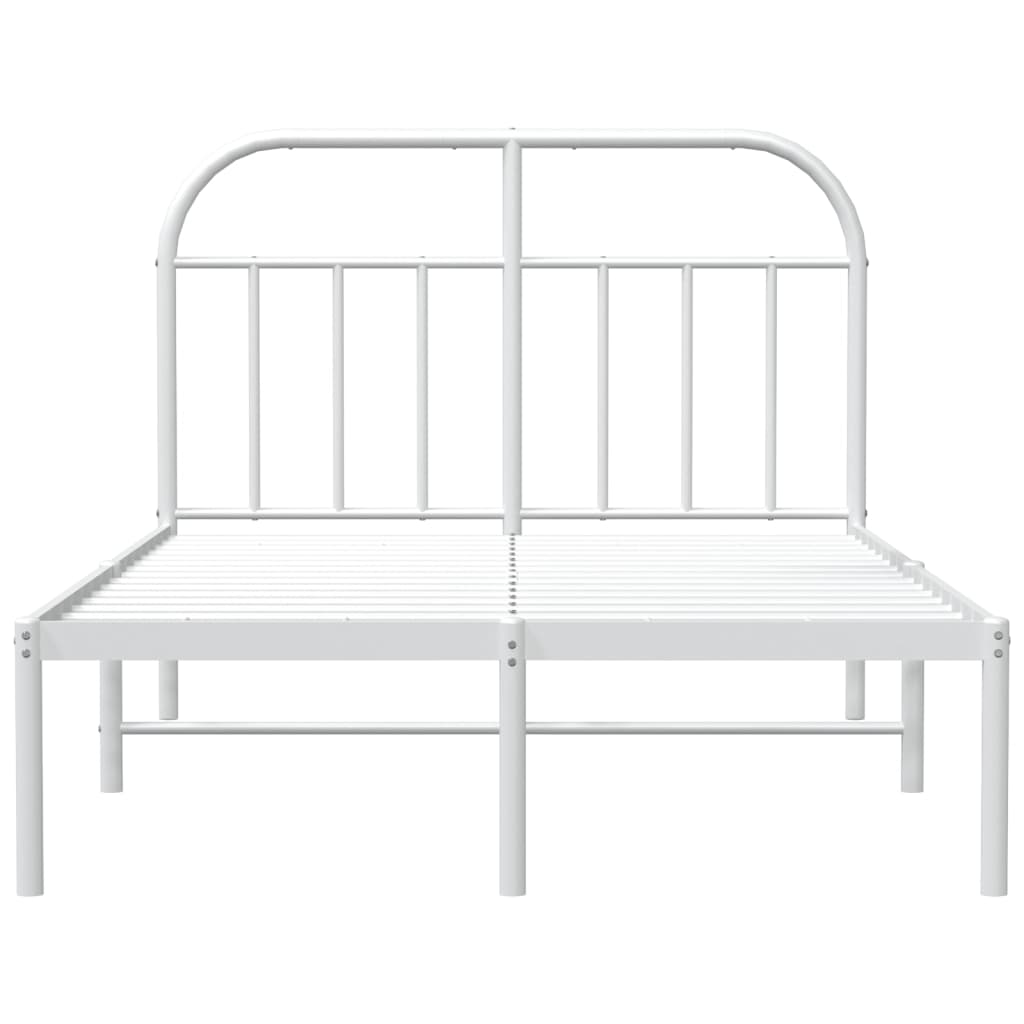 vidaXL Metal Bed Frame without Mattress with Headboard White 120x190cm