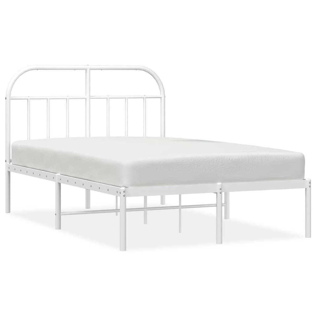 vidaXL Bed Frame | White | Powder-coated Steel | Double | Bed Frame