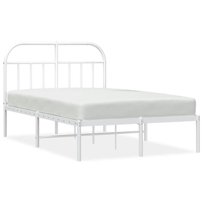 vidaXL Bed Frame | White | Powder-coated Steel | Double | Bed Frame