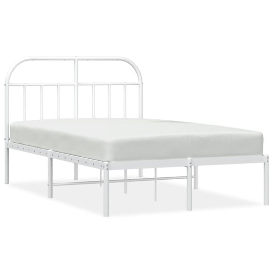 vidaXL Bed Frame | White | Powder-coated Steel | Double | Bed Frame