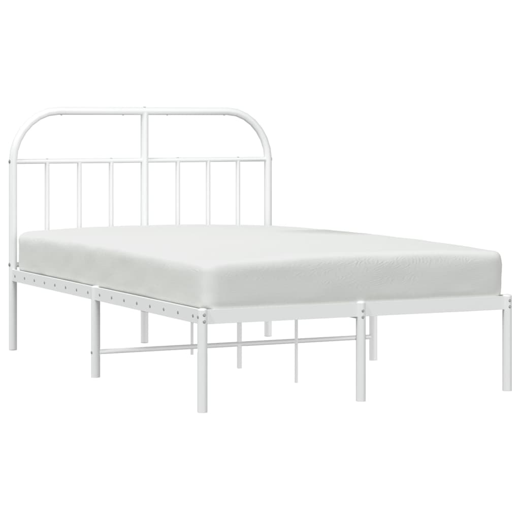 vidaXL Bed Frame | White | Powder-coated Steel | Double | Bed Frame