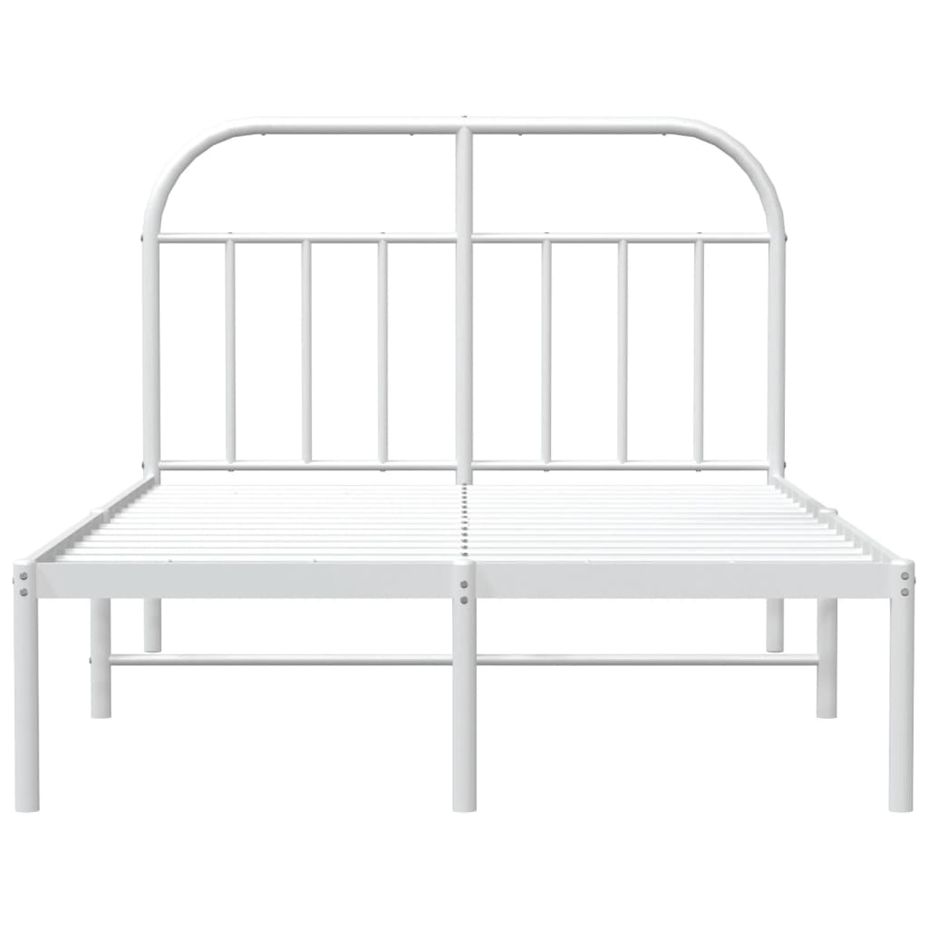 vidaXL Bed Frame | White | Powder-coated Steel | Double | Bed Frame