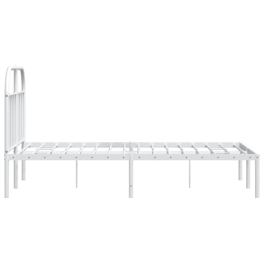 vidaXL Bed Frame | White | Powder-coated Steel | Double | Bed Frame