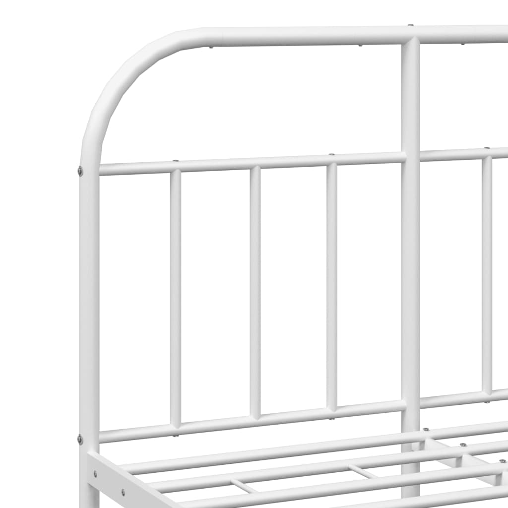vidaXL Bed Frame | White | Powder-coated Steel | Double | Bed Frame