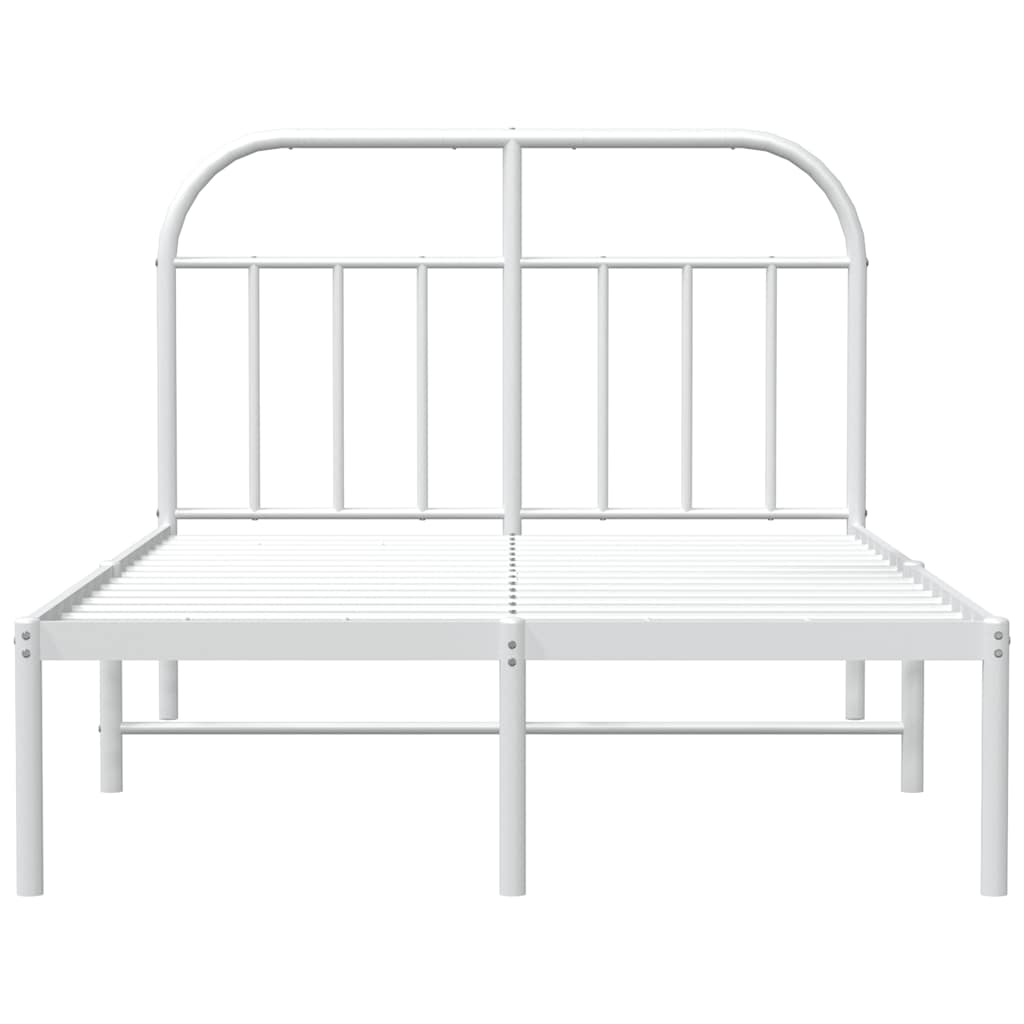 vidaXL Metal Bed Frame without Mattress with Headboard White 135x190cm
