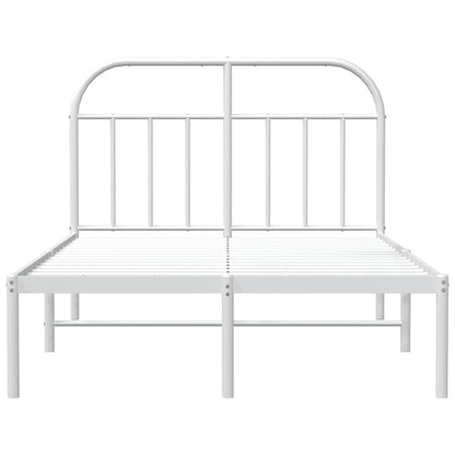 vidaXL Metal Bed Frame without Mattress with Headboard White 135x190cm