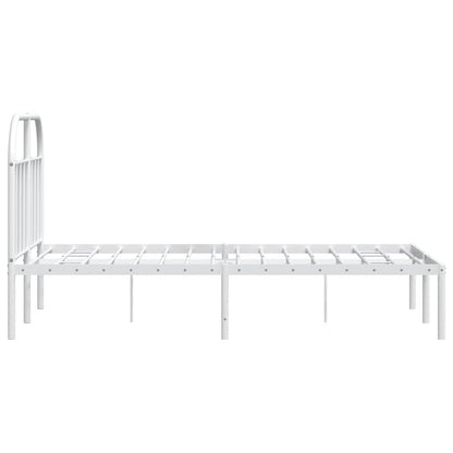 vidaXL Metal Bed Frame without Mattress with Headboard White 135x190cm